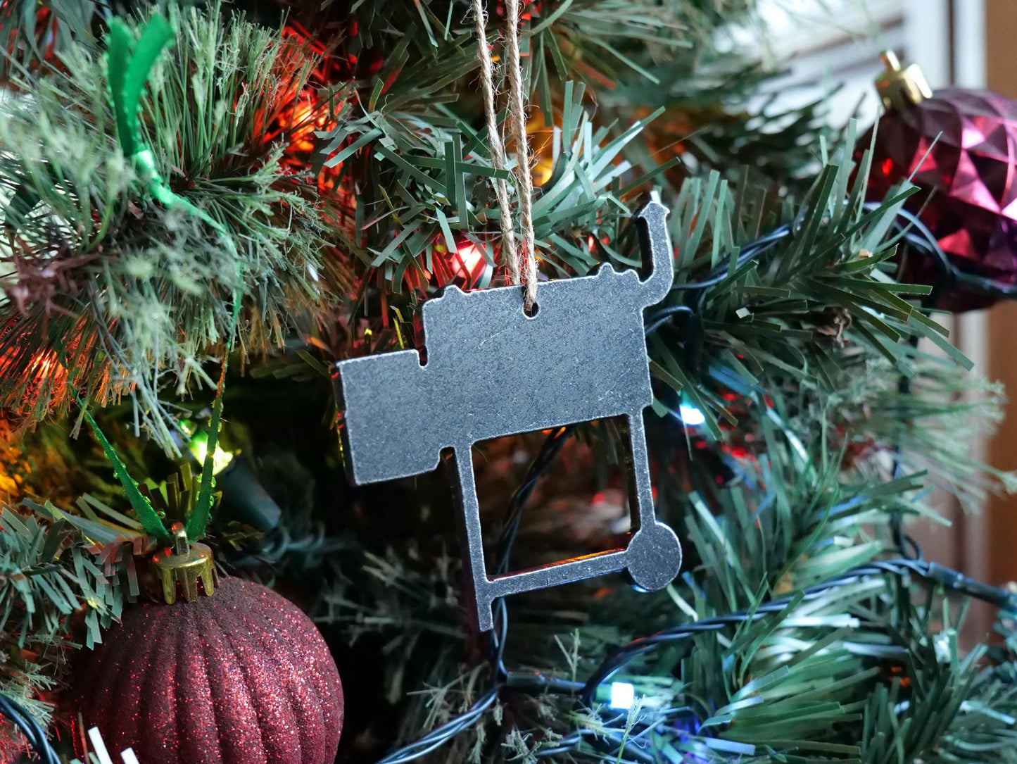 Metal BBQ Smoker Ornament * Christmas Decor * Winter Gifts * Dad Ornament * Snow Gifts * Wintery Ornament Gift * Grill