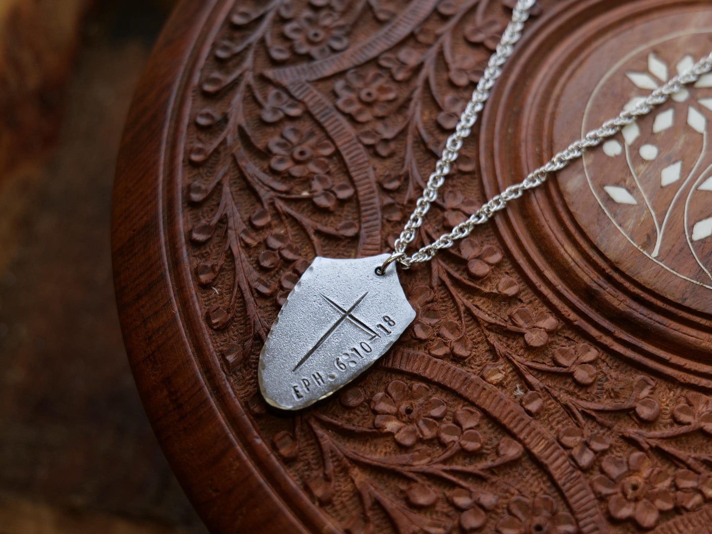 Shield of Faith Pendant* Hammered Shield Pendant * Christian Gift for Men or Women * Forged Armor of God Necklace * Ephesians 6:10-18 Verse