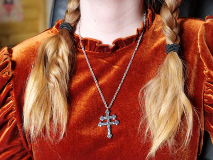 Hand Forged Steel Patriarchal Cross Necklace * Cross of Lorraine Necklace * Gift for Men or Women * Double Cross Necklace * Slovak Cross