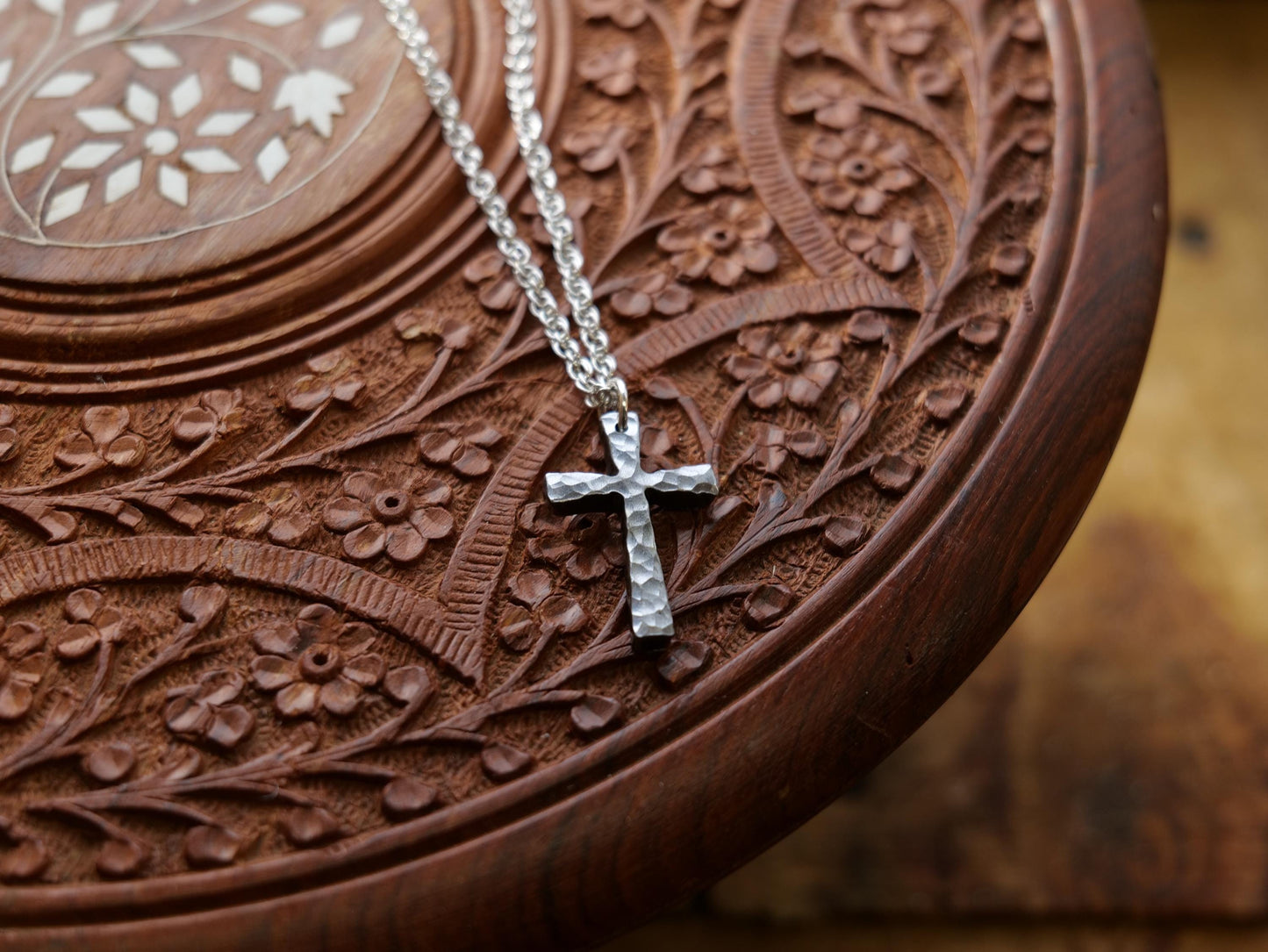 Hand Forged Steel Cross * Hammered Cross Pendant * Christian Gift for Men Women * Forged Cross Necklace * Handmade Steel Necklace Tapered