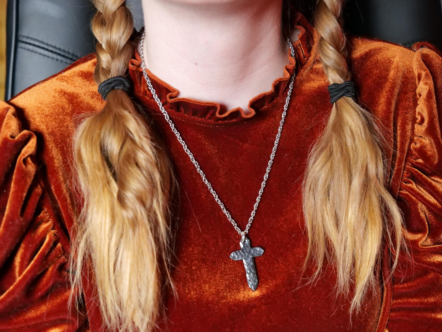 Hand Forged Pointed Steel Cross * Hammered Cross Pendant * Christian Gift for Men Women * Forged Cross Necklace * Handmade Steel Necklace