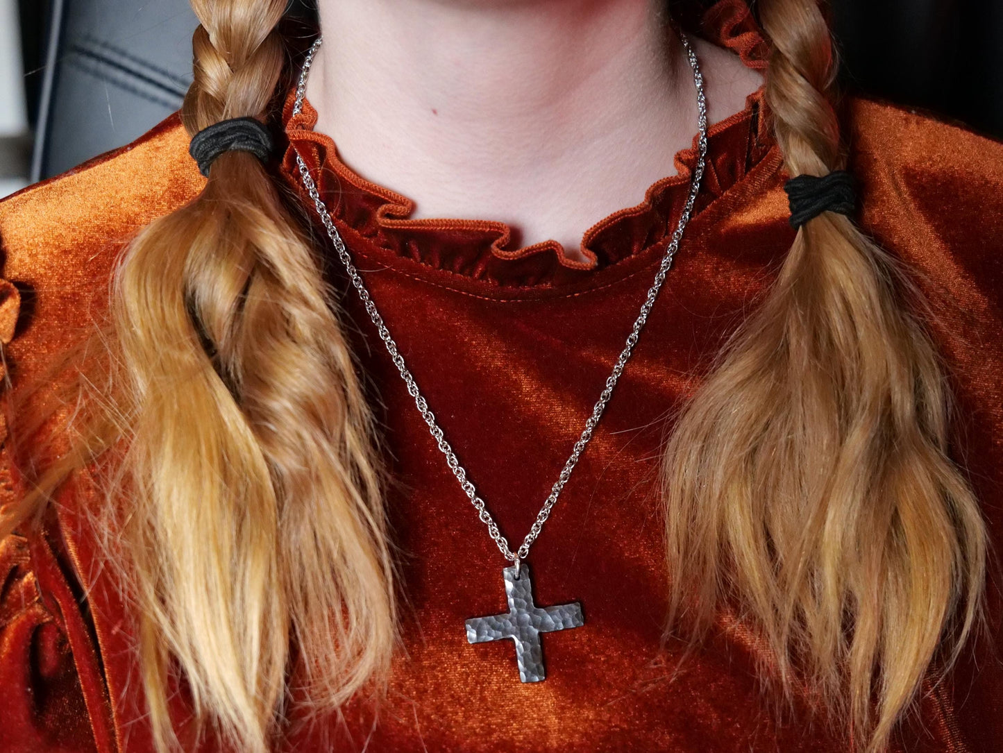 Hammered Steel Greek Cross Necklace * Steel Necklace * Plus Sign Pendant * Forged Cross Necklace * Handmade Steel Necklace