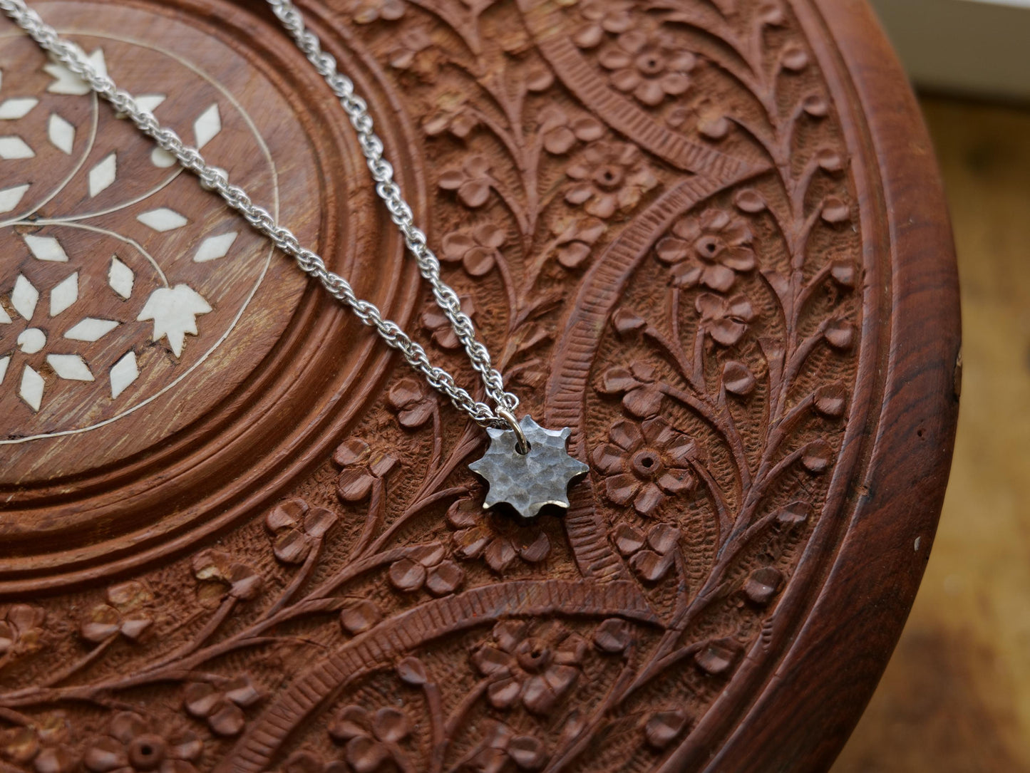 Forged Steel Starburst Necklace * Hammered Sun Pendant * Handmade Jewelry