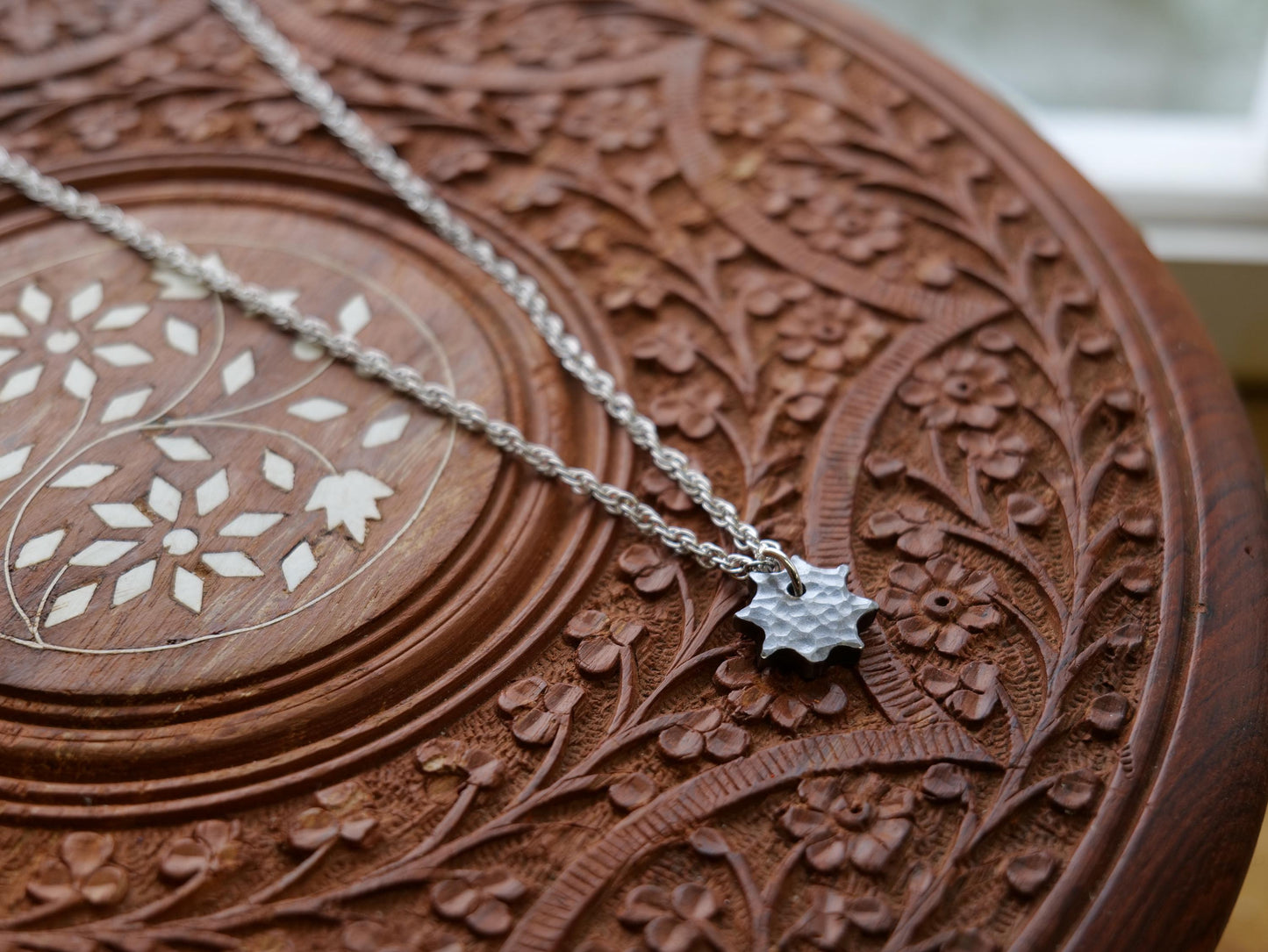 Forged Steel Starburst Necklace * Hammered Sun Pendant * Handmade Jewelry