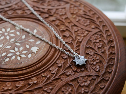 Forged Steel Starburst Necklace * Hammered Sun Pendant * Handmade Jewelry