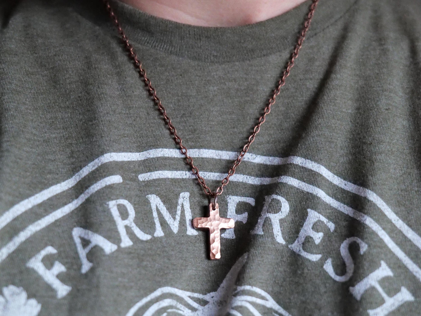 Hand Forged Copper Cross * Hammered Cross Pendant * Christian Gift for Men or Women * Forged Cross Necklace * Handmade Basic Copper Necklace