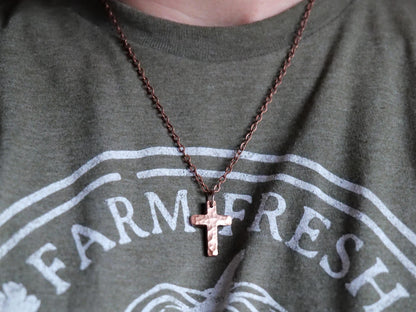 Hand Forged Copper Cross * Hammered Cross Pendant * Christian Gift for Men or Women * Forged Cross Necklace * Handmade Basic Copper Necklace