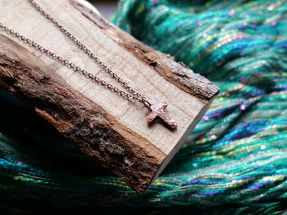 Hand Forged Copper Cross * Hammered Cross Pendant * Christian Gift for Men or Women * Forged Cross Necklace * Handmade Basic Copper Necklace