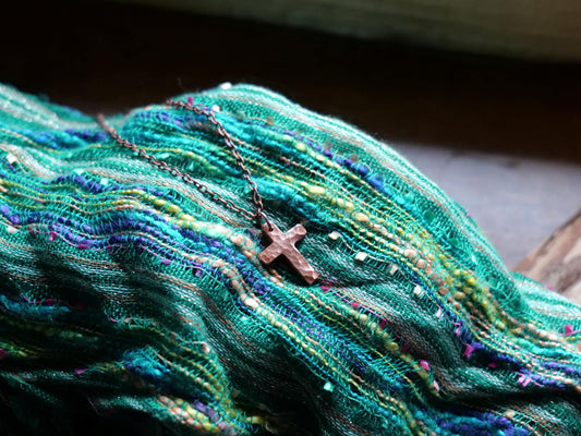 Hand Forged Copper Cross * Hammered Cross Pendant * Christian Gift for Men or Women * Forged Cross Necklace * Handmade Basic Copper Necklace