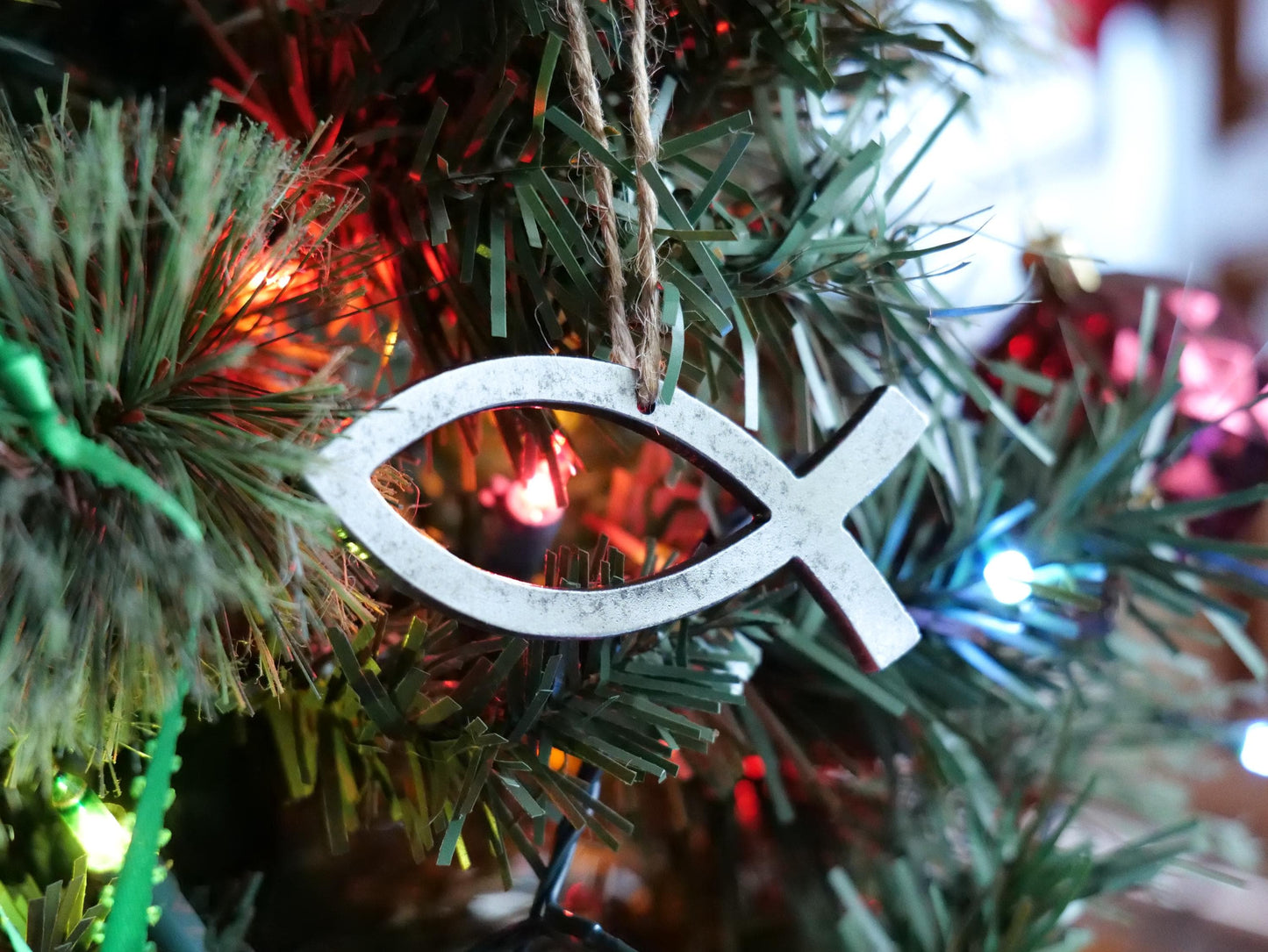 Metal Jesus Fish Ornament * Christian Christmas Decor * Winter Gifts * Icthus Ornament * Ixthus Gifts * Religious Gifts