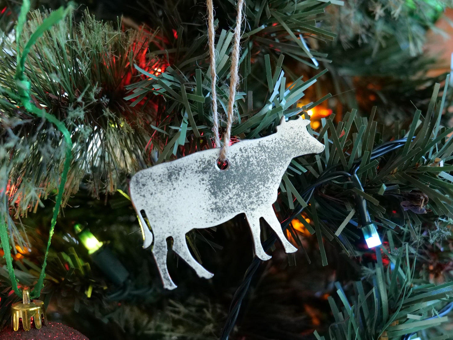 Metal Cow Ornament * Christmas Decor * Winter Gifts * Pet Ornament * Cattle Lover Gifts * Farm Animal Ornament * Barnyard