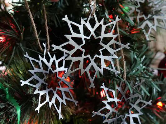 Set of 4 Metal Snowflake Ornaments Style #11 * Christmas Decor * Winter Gifts * Christmas Ornament * Snow Gifts * Wintery Ornament Gift