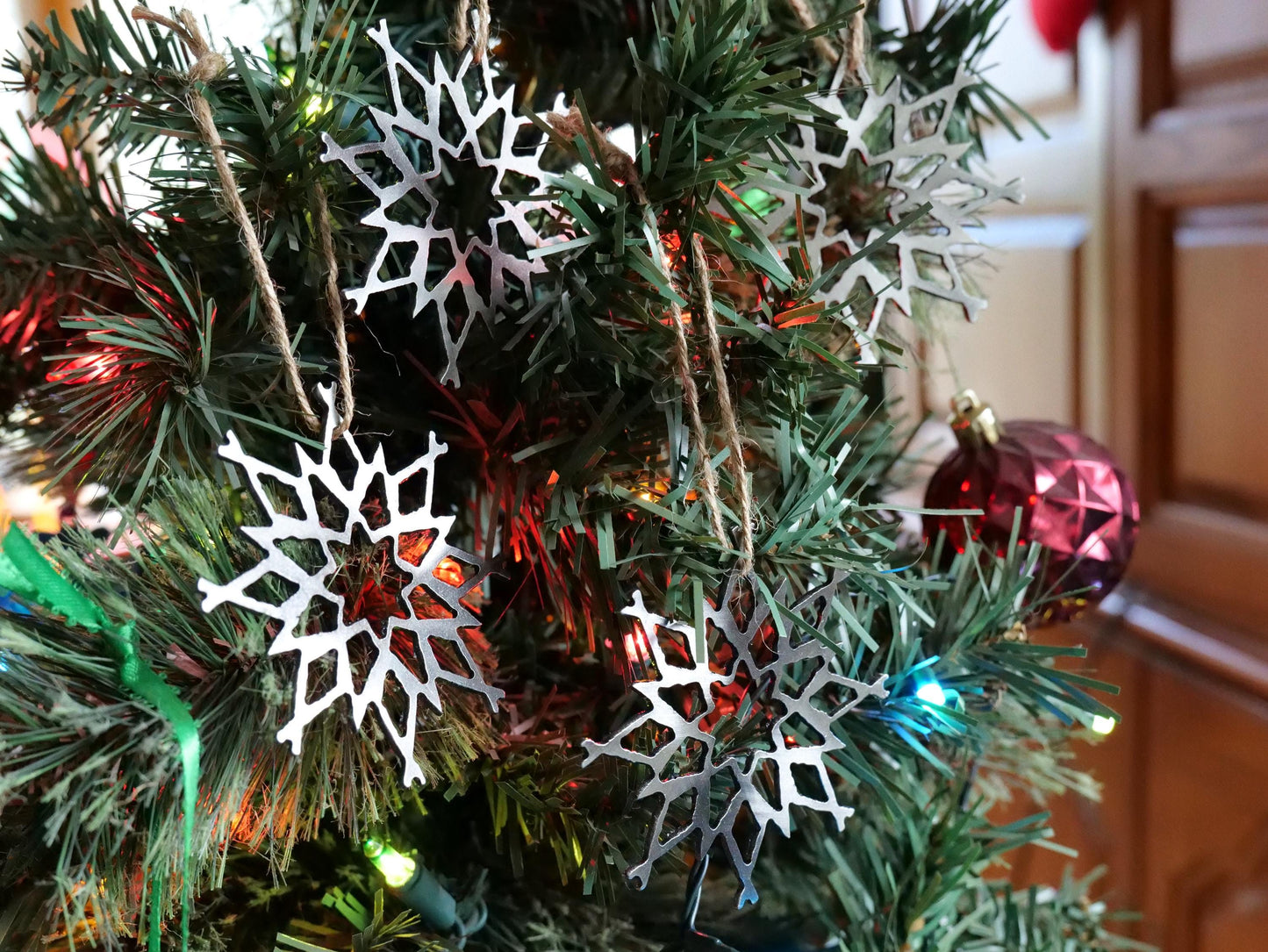 Set of 4 Metal Snowflake Ornaments Style #11 * Christmas Decor * Winter Gifts * Christmas Ornament * Snow Gifts * Wintery Ornament Gift