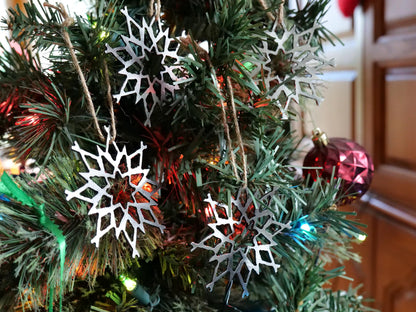 Set of 4 Metal Snowflake Ornaments Style #11 * Christmas Decor * Winter Gifts * Christmas Ornament * Snow Gifts * Wintery Ornament Gift