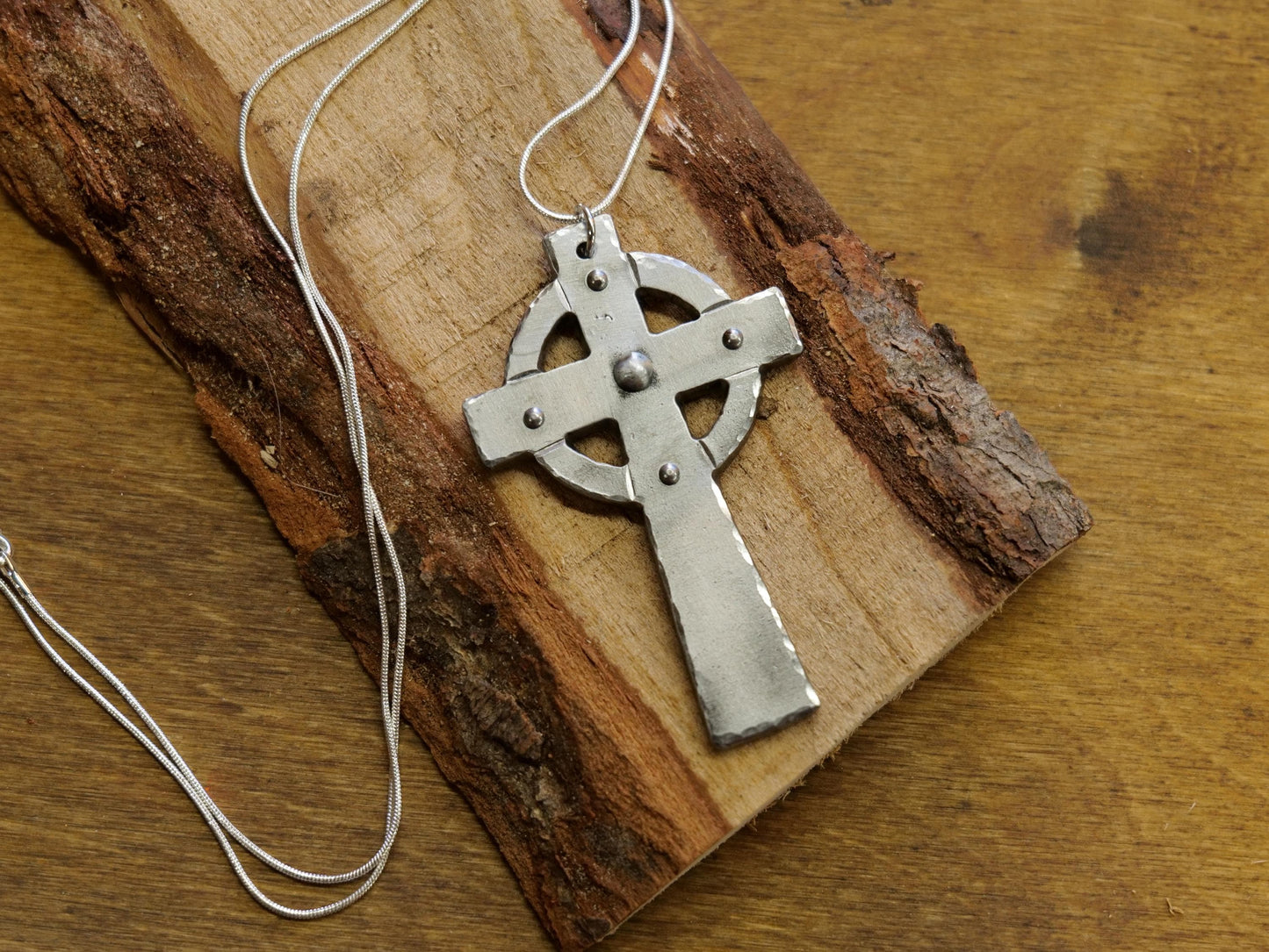 Hand Forged Steel Celtic Cross * Pectoral Cross Necklace * Hammered Cross Pendant * Christian Gift for Men or Women * Forged Cross Necklace