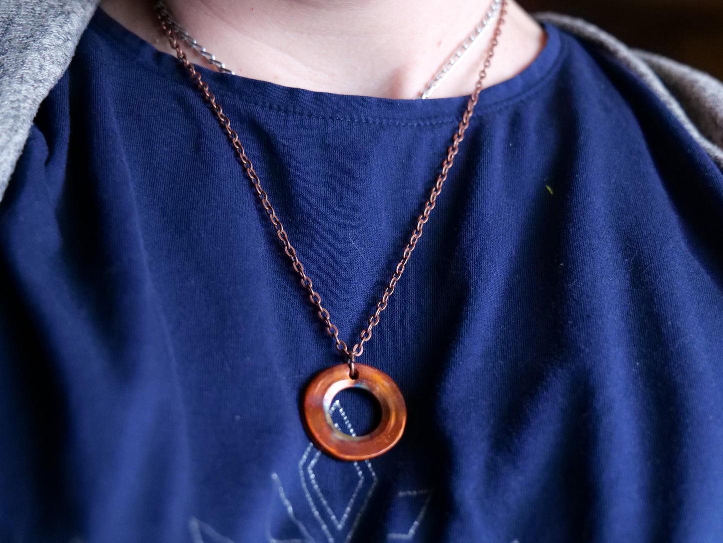 Abstract Necklace for Women * Copper Circle Pendant Necklace* Gift for Her * Copper Anniversary Gift * Anniversary for Her