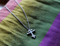 Forged Small Tri Bar Steel Cross Necklace * Hammered Orthodox Cross Pendant * Christian Gift for Men or Women * Forged Three Bar Cross