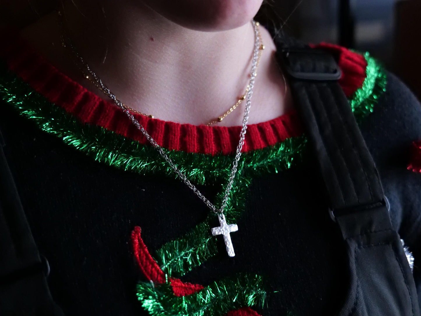 Small Forged Steel Cross * Hammered Basic Cross Pendant * Christian Gift for Men or Women * Forged Cross Necklace *Steel Jewelry Basic