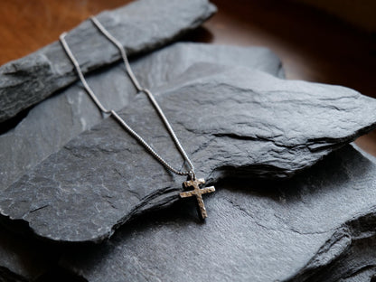 Tiny Forged Stainless Steel Patriarchal Cross Necklace * Cross of Lorraine Necklace * Gift for Men or Women * Double Cross Necklace * Slovak