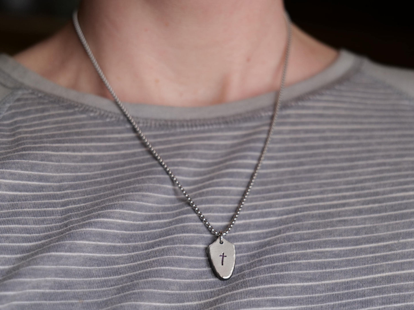Tiny Shield of Faith Pendant* Stainless Steel Pendant * Christian Gift for Men or Women * Forged Armor of God Necklace * Gift for Him or Her
