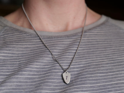 Tiny Shield of Faith Pendant* Stainless Steel Pendant * Christian Gift for Men or Women * Forged Armor of God Necklace * Gift for Him or Her
