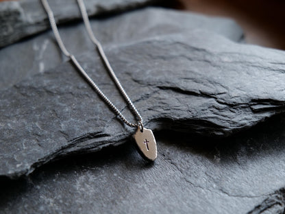 Tiny Shield of Faith Pendant* Stainless Steel Pendant * Christian Gift for Men or Women * Forged Armor of God Necklace * Gift for Him or Her