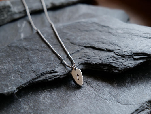 Tiny Shield of Faith Pendant* Stainless Steel Pendant * Christian Gift for Men or Women * Forged Armor of God Necklace * Gift for Him or Her