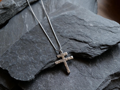 Hand Forged Stainless Steel Patriarchal Cross Necklace * Cross of Lorraine Necklace * Gift for Men or Women * Double Cross Necklace * Slovak