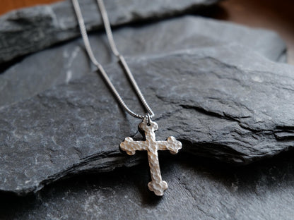 Forged Large Stainless Steel Catholic Cross * Orthodox Cross Pendant * Gift for Men or Women * Forged Cross Necklace * Handmade Necklace