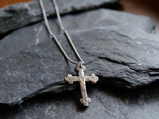 Forged Large Stainless Steel Catholic Cross * Orthodox Cross Pendant * Gift for Men or Women * Forged Cross Necklace * Handmade Necklace
