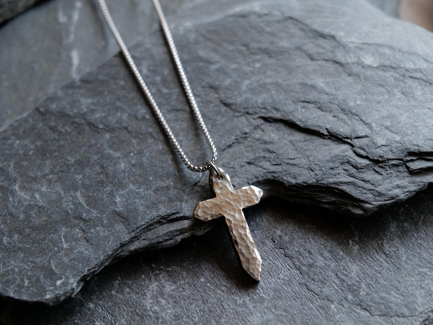 Hand Forged Pointed Stainless Steel Cross * Hammered Cross Pendant * Christian Gift for Men Women * Forged Cross Necklace *Handmade Necklace
