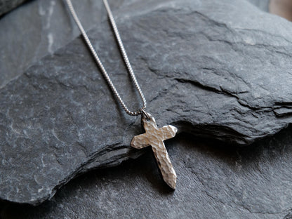 Hand Forged Pointed Stainless Steel Cross * Hammered Cross Pendant * Christian Gift for Men Women * Forged Cross Necklace *Handmade Necklace