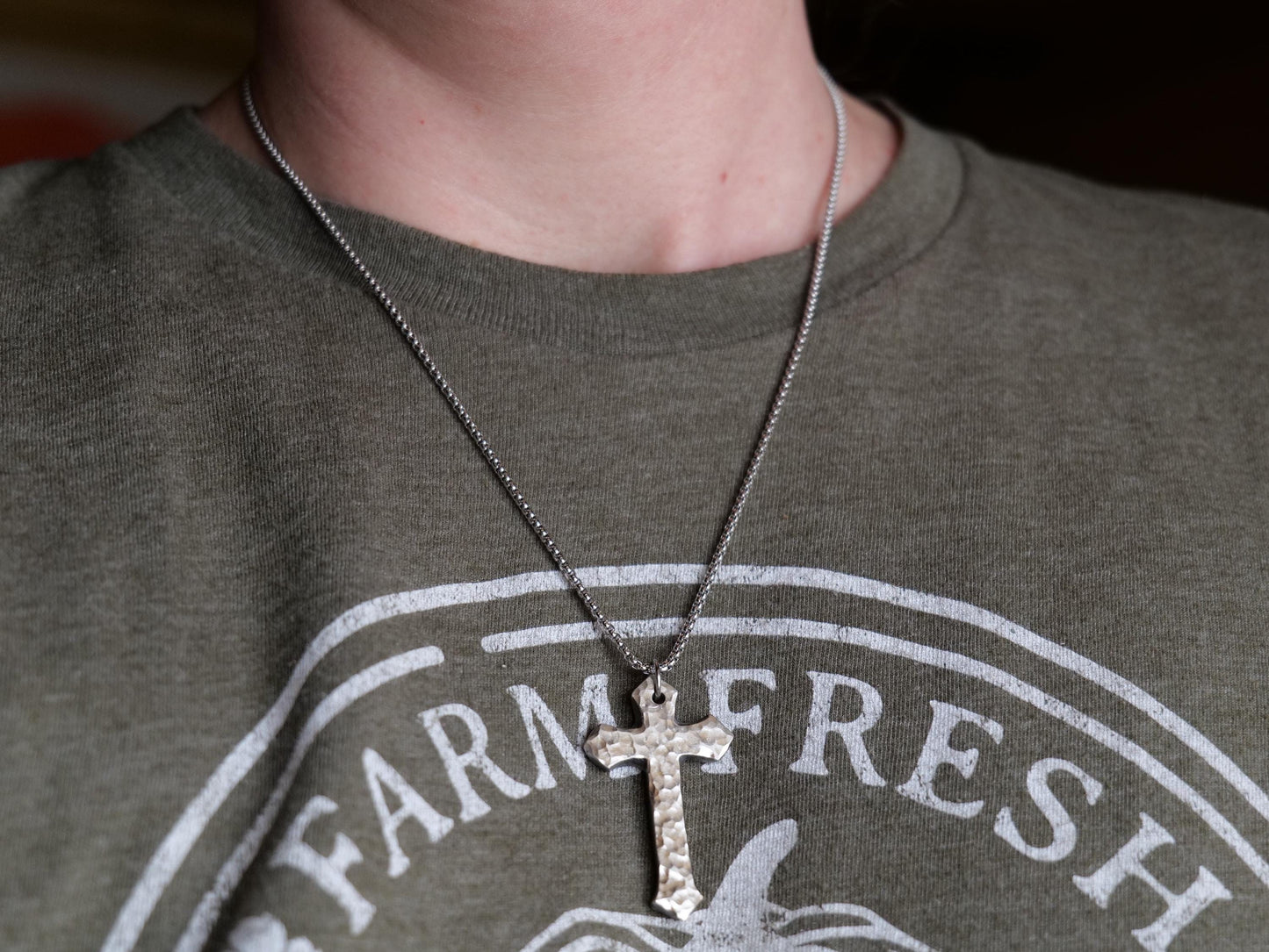 Hand Forged Stainless Steel Arrow Cross * Hammered Cross Pendant * Christian Gift for Men or Women * Forged Cross Necklace * Handmade
