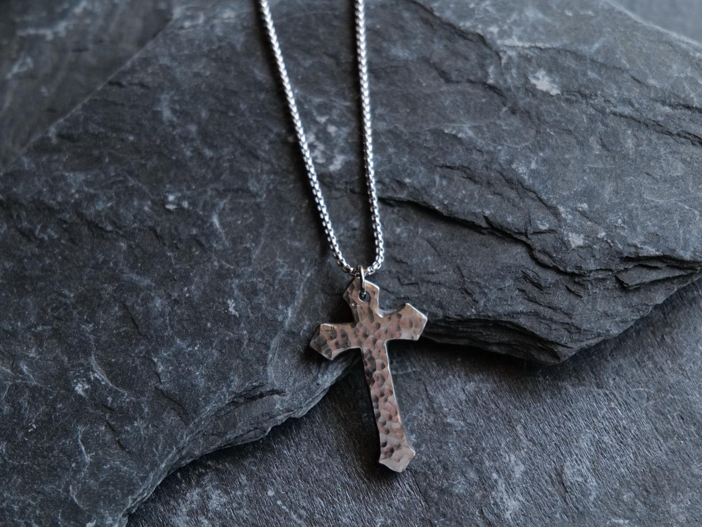 Hand Forged Stainless Steel Arrow Cross * Hammered Cross Pendant * Christian Gift for Men or Women * Forged Cross Necklace * Handmade