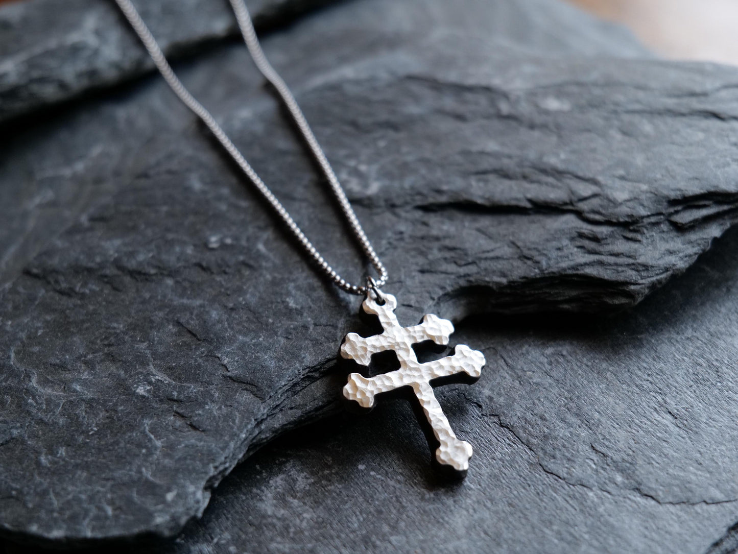 Forged Stainless Steel Patriarchal Cross Necklace * Cross of Lorraine Necklace * Gift for Men or Women *Double Cross Necklace * Slovak Cross