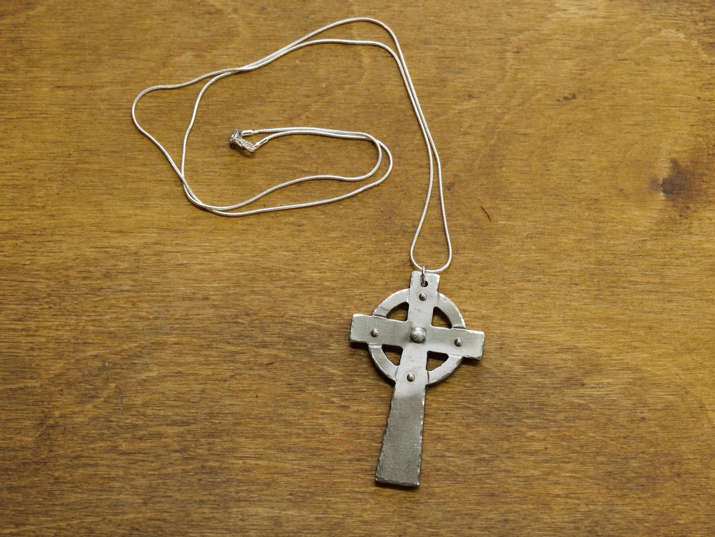 Hand Forged Steel Celtic Cross * Pectoral Cross Necklace * Hammered Cross Pendant * Christian Gift for Men or Women * Forged Cross Necklace