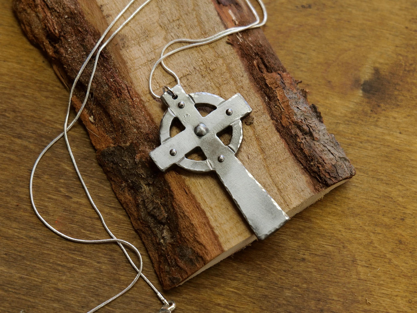 Hand Forged Steel Celtic Cross * Pectoral Cross Necklace * Hammered Cross Pendant * Christian Gift for Men or Women * Forged Cross Necklace