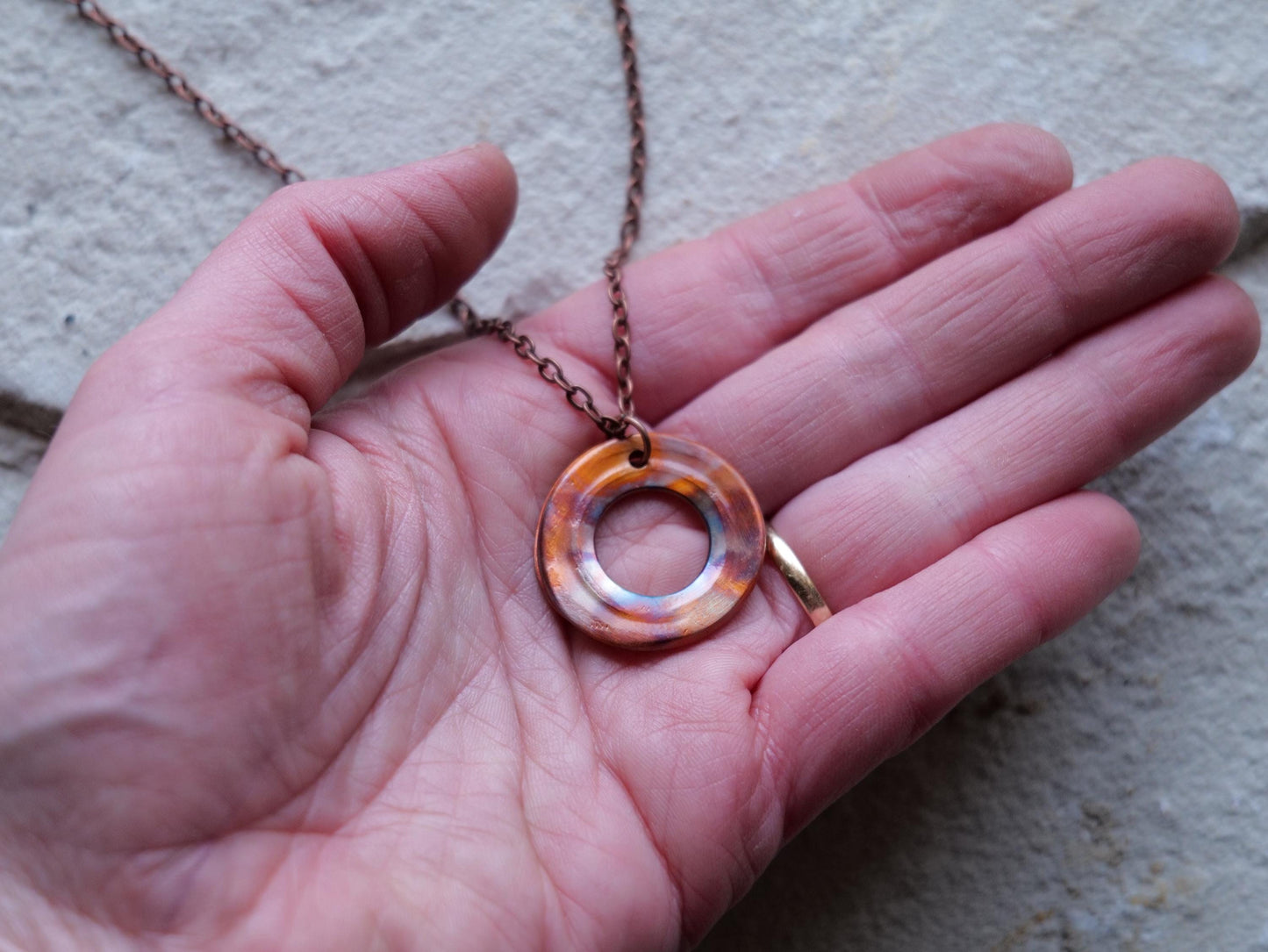 Abstract Necklace for Women * Copper Circle Pendant Necklace* Gift for Her * Copper Anniversary Gift * Anniversary for Her