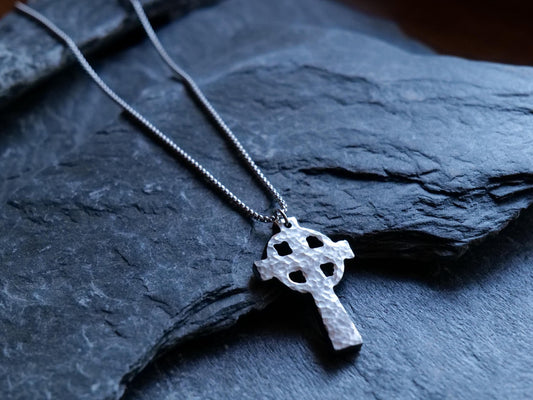 Forged Stainless Steel Celtic Cross * Hammered Cross Pendant * Christian Gift for Men or Women * Cross Necklace * Handmade Metal Necklace