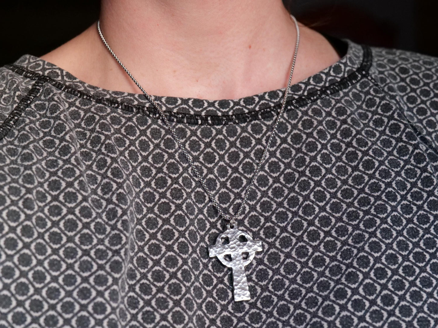 Forged Stainless Steel Celtic Cross * Hammered Cross Pendant * Christian Gift for Men or Women * Cross Necklace * Handmade Metal Necklace