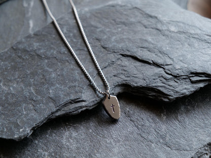 Tiny Shield of Faith Pendant* Stainless Steel Pendant * Christian Gift for Men or Women * Forged Armor of God Necklace * Gift for Him or Her