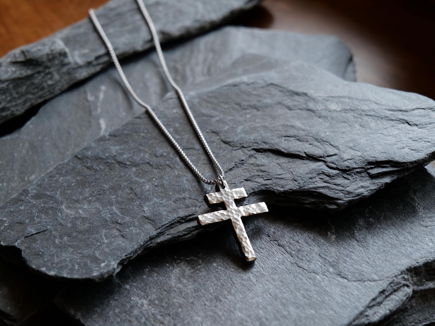 Hand Forged Stainless Steel Patriarchal Cross Necklace * Cross of Lorraine Necklace * Gift for Men or Women * Double Cross Necklace * Slovak