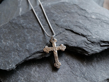 Forged Large Stainless Steel Catholic Cross * Orthodox Cross Pendant * Gift for Men or Women * Forged Cross Necklace * Handmade Necklace