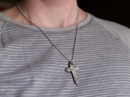 Hand Forged Pointed Stainless Steel Cross * Hammered Cross Pendant * Christian Gift for Men Women * Forged Cross Necklace *Handmade Necklace