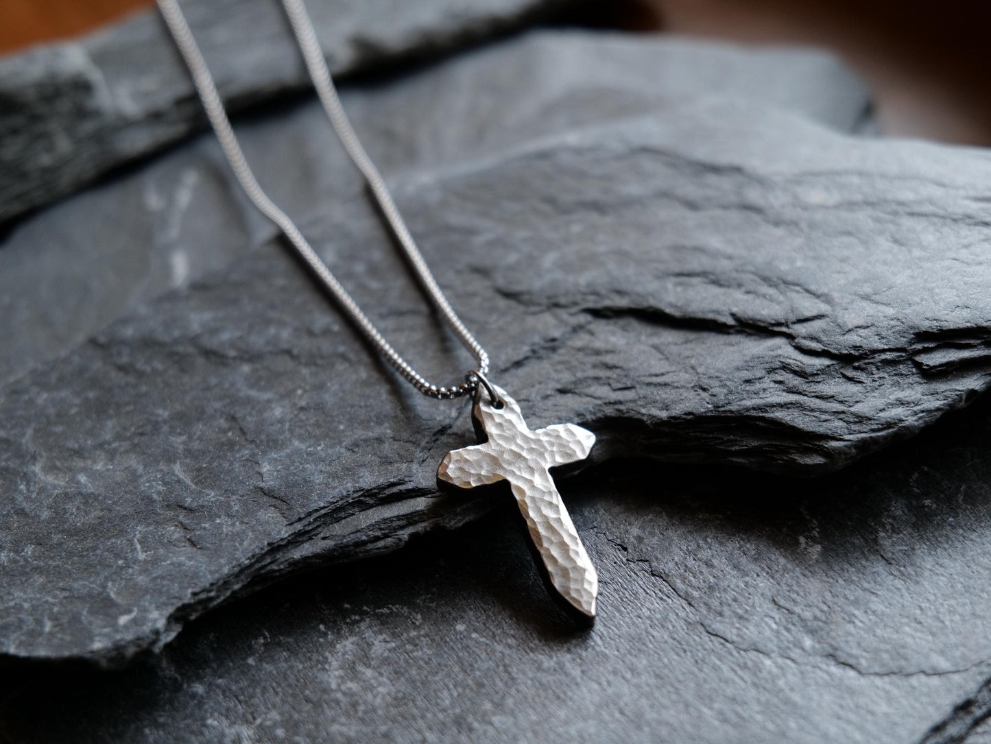 Hand Forged Pointed Stainless Steel Cross * Hammered Cross Pendant * Christian Gift for Men Women * Forged Cross Necklace *Handmade Necklace