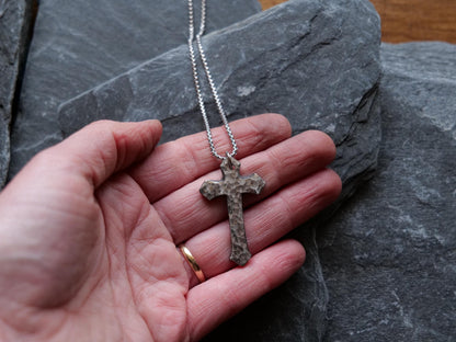 Hand Forged Stainless Steel Arrow Cross * Hammered Cross Pendant * Christian Gift for Men or Women * Forged Cross Necklace * Handmade