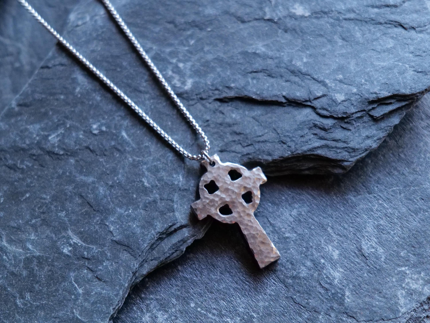 Forged Stainless Steel Celtic Cross * Hammered Cross Pendant * Christian Gift for Men or Women * Cross Necklace * Handmade Metal Necklace