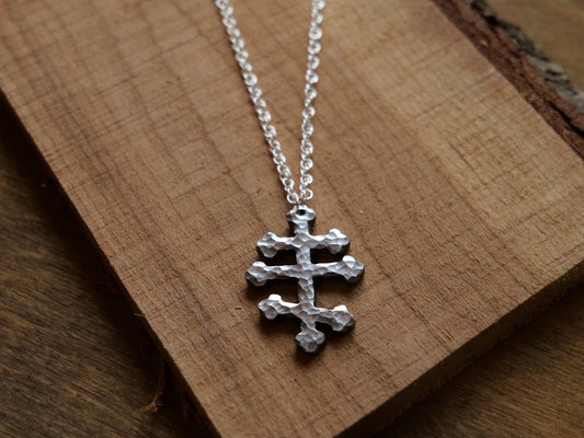 Forged Tri Bar Steel Cross Necklace * Orthodox Cross Pendant * Byzantine Catholic Jewelry * Forged Three Bar Cross Necklace