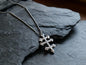 Forged Tri Bar Stainless Steel Cross Necklace * Hammered Orthodox Byzantine Catholic Cross Pendant * Gift for Men or Women * Three Bar Cross