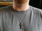 Hand Forged Chunky Cross in Steel * Hammered Cross Pendant * Christian Gift for Men Women * Thick Cross Necklace Men * Skinny Cross